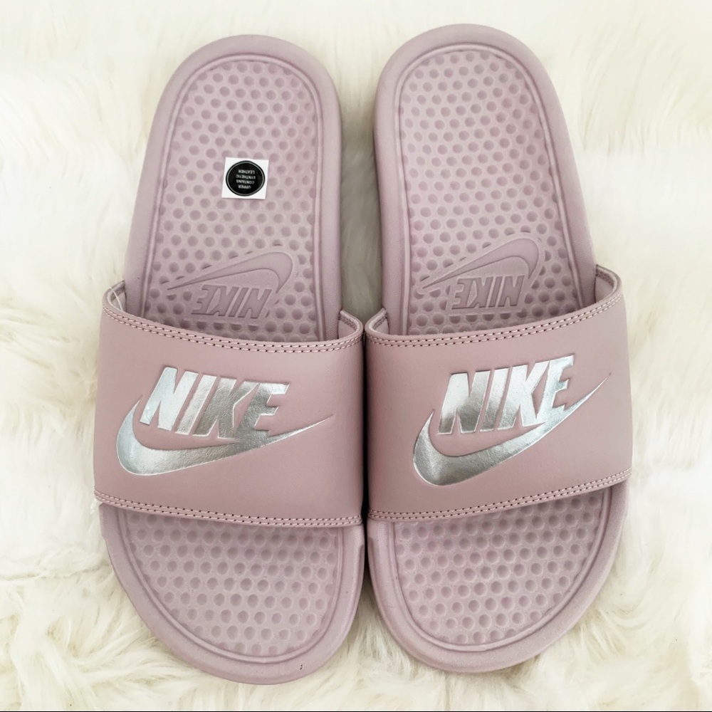 NIKE Slides Mauve Silver Slippers Shoes NWT - Picture 4 of 4